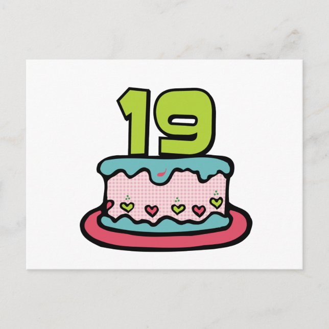 Carte Postale Gâteau d'anniversaire 19 ans (Devant)