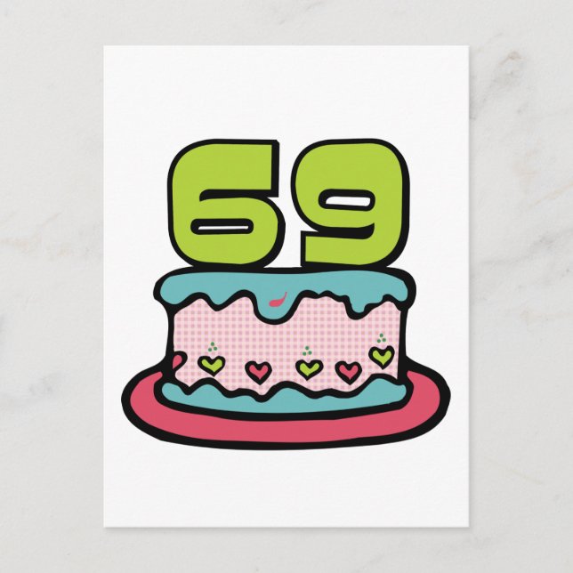 Carte Postale Gâteau d'anniversaire 69 ans (Devant)