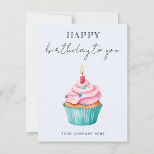 Carte Postale Gâteau d'anniversaire aquarelle pour entreprise 