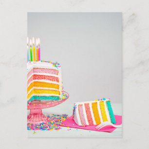 Carte Postale gâteau d'anniversaire arc-en-ciel