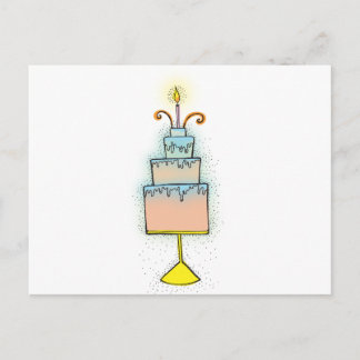 Carte Postale Gâteau d'anniversaire avec les bougies twirly