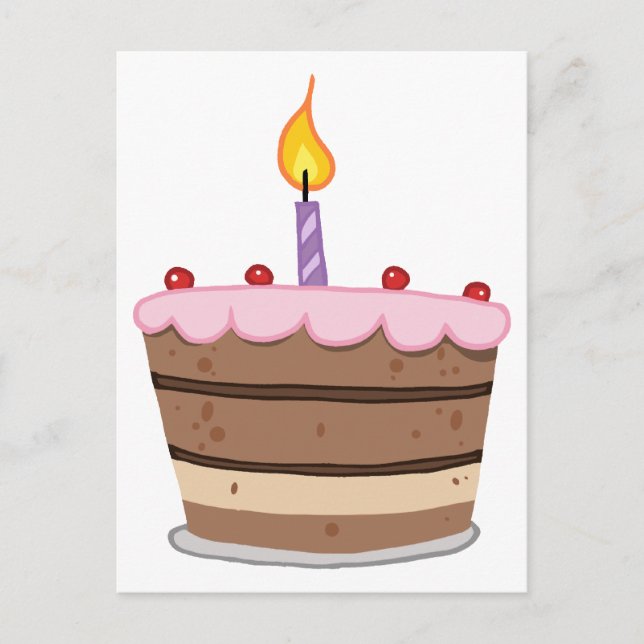 Carte Postale Gâteau D'Anniversaire Avec Une Bougie Lit (Devant)