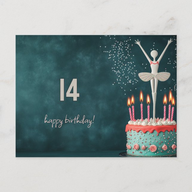 Carte Postale Gâteau d'anniversaire Ballerina blanc (Devant)