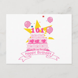 Carte Postale Gâteau d'anniversaire de 101 ans