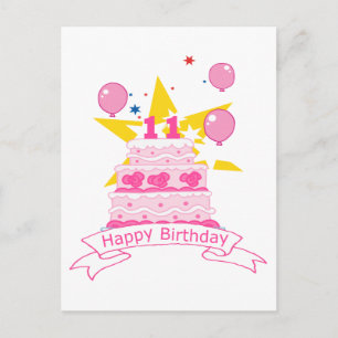Carte Postale Gâteau d'anniversaire de 11 ans