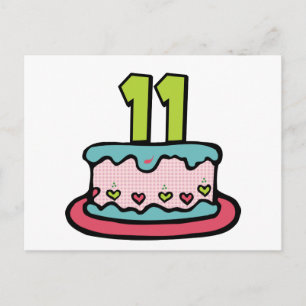 Carte Postale Gâteau d'anniversaire de 11 ans