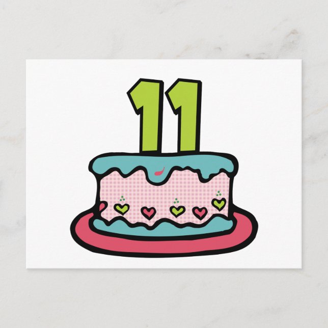 Carte Postale Gâteau d'anniversaire de 11 ans (Devant)