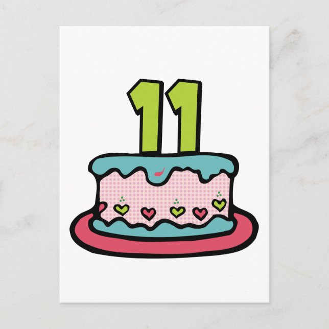 Carte Postale Gâteau d'anniversaire de 11 ans (Devant)
