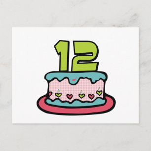 Carte Postale Gâteau d'anniversaire de 12 ans