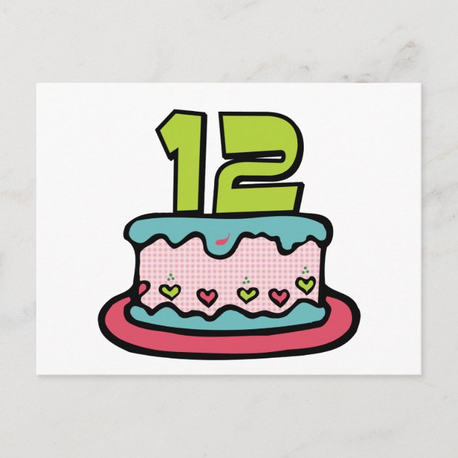 Carte Postale Gâteau d'anniversaire de 12 ans (Devant)