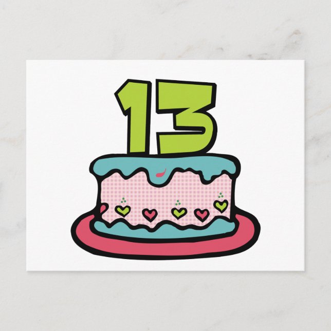 Carte Postale Gâteau d'anniversaire de 13 ans (Devant)