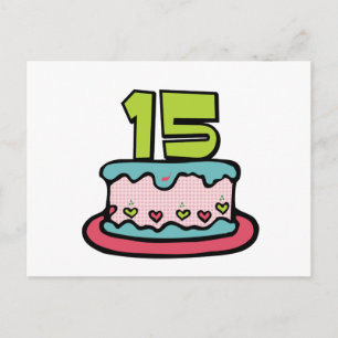 Carte Postale Gâteau d'anniversaire de 15 ans
