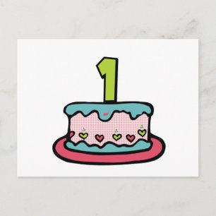Carte Postale Gâteau d'anniversaire de 1 an