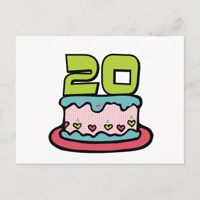 Carte Postale Gâteau d'anniversaire de 20 ans (Devant)