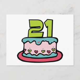 Carte Postale Gâteau d'anniversaire de 21 ans