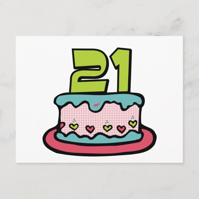 Carte Postale Gâteau d'anniversaire de 21 ans (Devant)