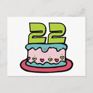 Carte Postale Gâteau d'anniversaire de 22 ans