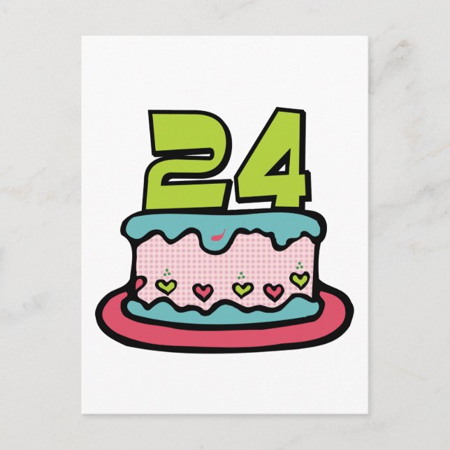 Carte Postale Gâteau d'anniversaire de 24 ans (Devant)