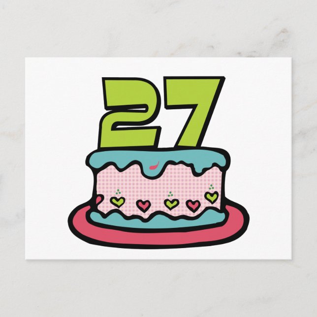Carte Postale Gâteau d'anniversaire de 27 ans (Devant)