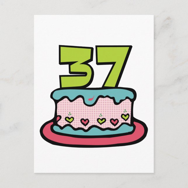 Carte Postale Gâteau d'anniversaire de 37 ans (Devant)