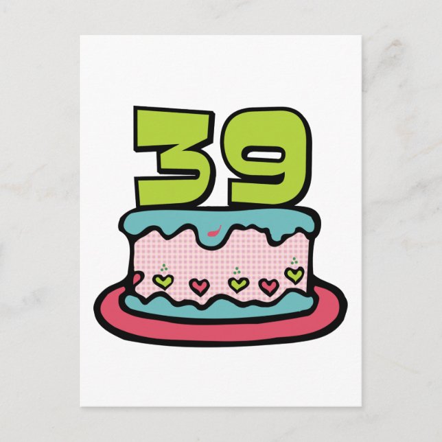 Carte Postale Gâteau d'anniversaire de 39 ans (Devant)