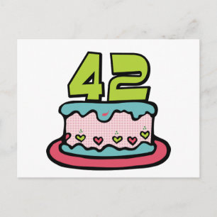Carte Postale Gâteau d'anniversaire de 42 ans