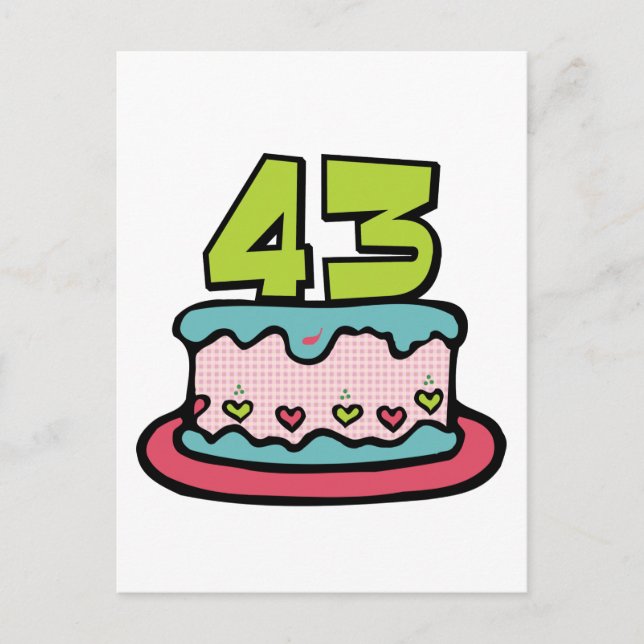 Carte Postale Gâteau d'anniversaire de 43 ans (Devant)