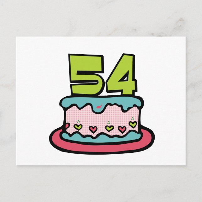 Carte Postale Gâteau d'anniversaire de 54 ans (Devant)