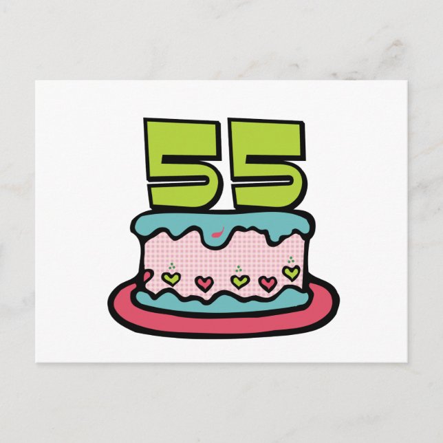 Carte Postale Gâteau d'anniversaire de 55 ans (Devant)