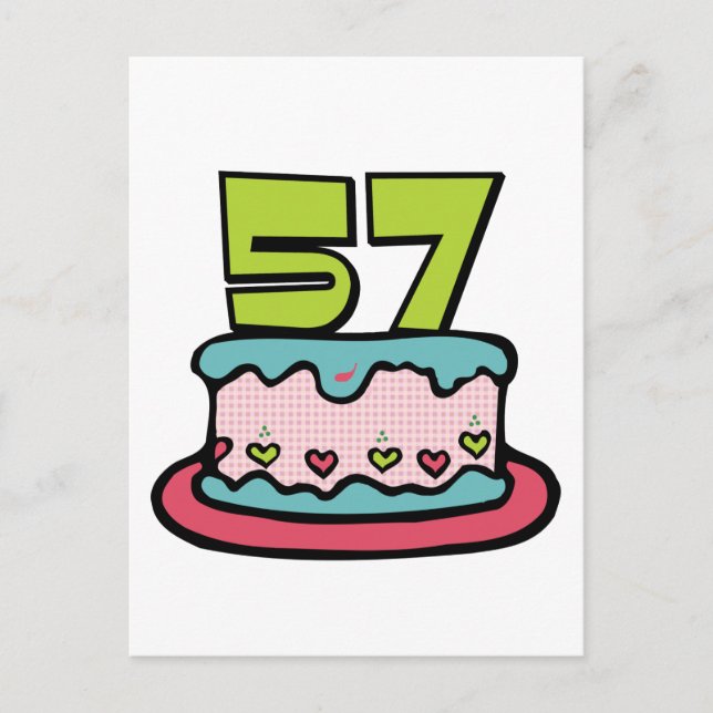 Carte Postale Gâteau d'anniversaire de 57 ans (Devant)