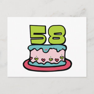 Carte Postale Gâteau d'anniversaire de 58 ans