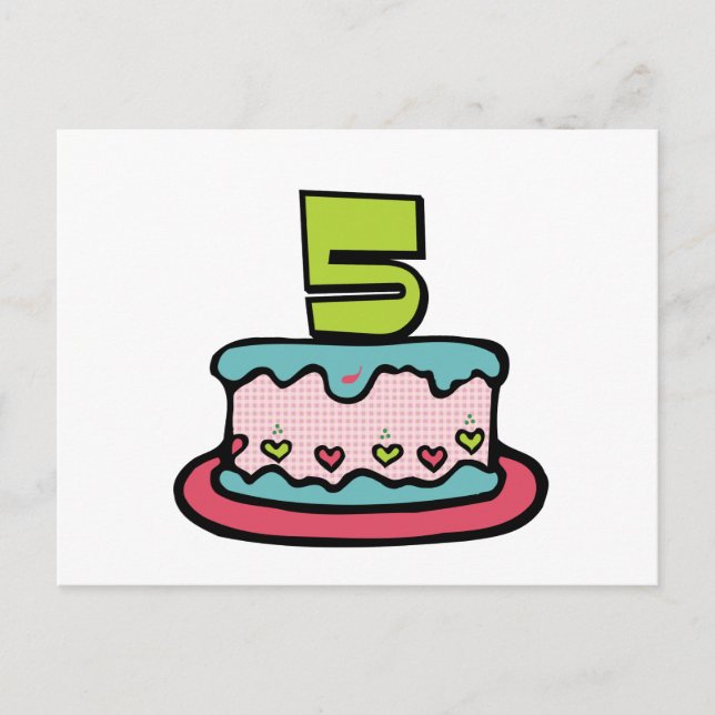 Carte Postale Gâteau d'anniversaire de 5 ans (Devant)