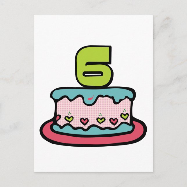 Carte Postale Gâteau d'anniversaire de 6 ans (Devant)