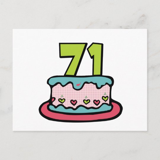 Carte Postale Gateau D Anniversaire De 71 Ans Zazzle Ca