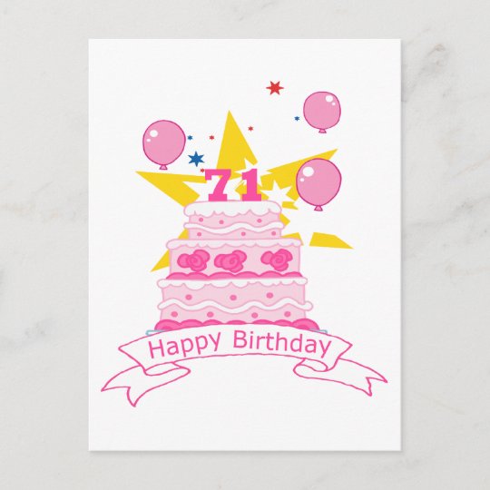 Carte Postale Gateau D Anniversaire De 71 Ans Zazzle Ca