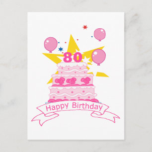 Carte Postale Gâteau d'anniversaire de 80 ans