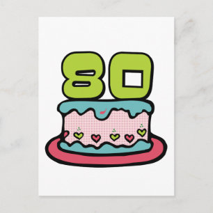 Carte Postale Gâteau d'anniversaire de 80 ans