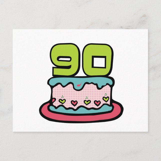 Carte Postale Gâteau d'anniversaire de 90 ans (Devant)