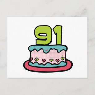 Carte Postale Gâteau d'anniversaire de 91 ans