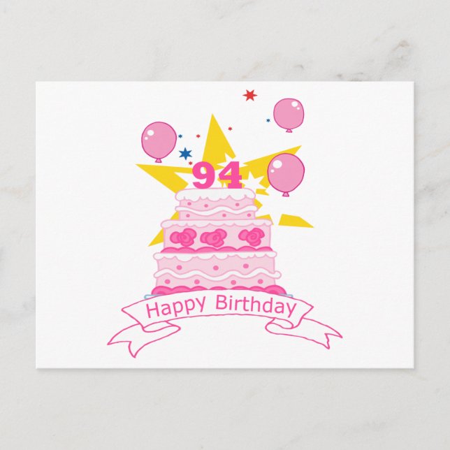 Carte Postale Gâteau d'anniversaire de 94 ans (Devant)