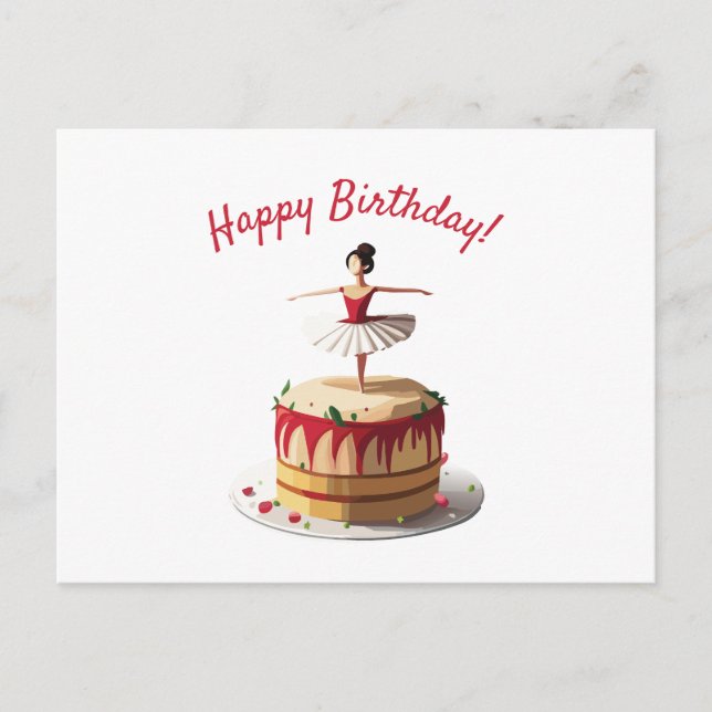 Carte Postale Gâteau d'anniversaire de Ballerina (Devant)