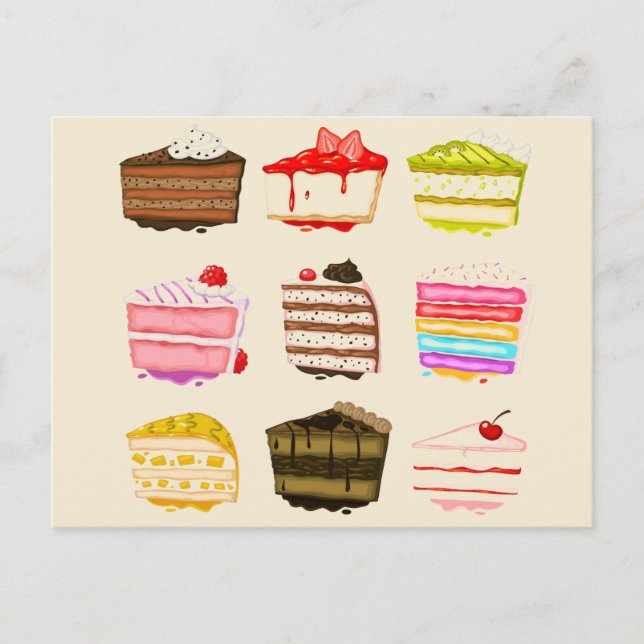 Carte Postale Gâteau d'anniversaire de gâteau mignon avec crème  (Devant)