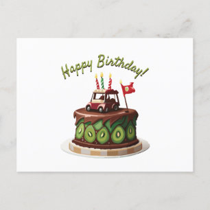 Carte Postale Gâteau d'anniversaire de voiturette de golf