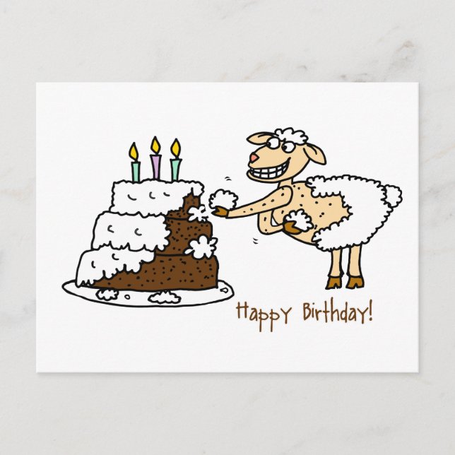 Carte Postale Gâteau d'anniversaire des moutons (Devant)