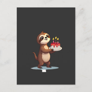 Carte Postale Gâteau d'anniversaire drôle avec costume de paress