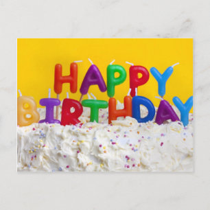 Carte Postale gâteau d'anniversaire heureux avec message
