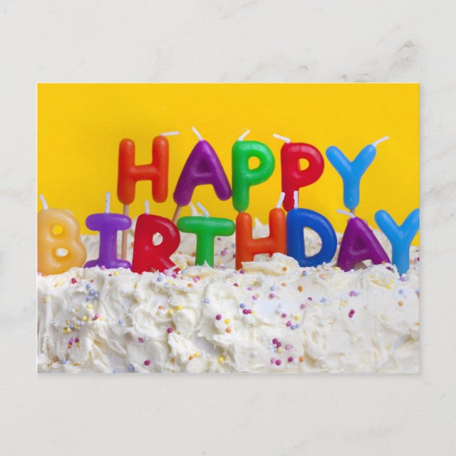 Carte Postale gâteau d'anniversaire heureux avec message (Devant)