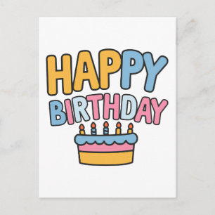 Carte Postale Gâteau d'anniversaire joyeux