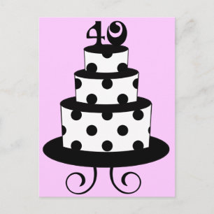 Carte Postale Gâteau de 40e anniversaire Polka Dot