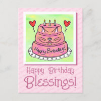 Gâteau de chat rose mignon Joyeux anniversaire Bén